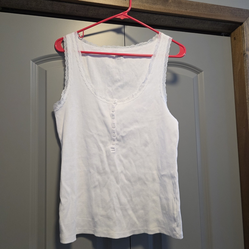 No Boundaries White Lace Accent Tank Top